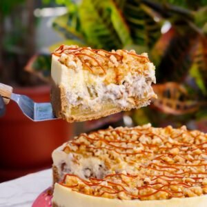 Cheesecake horneado de manzana y nueces